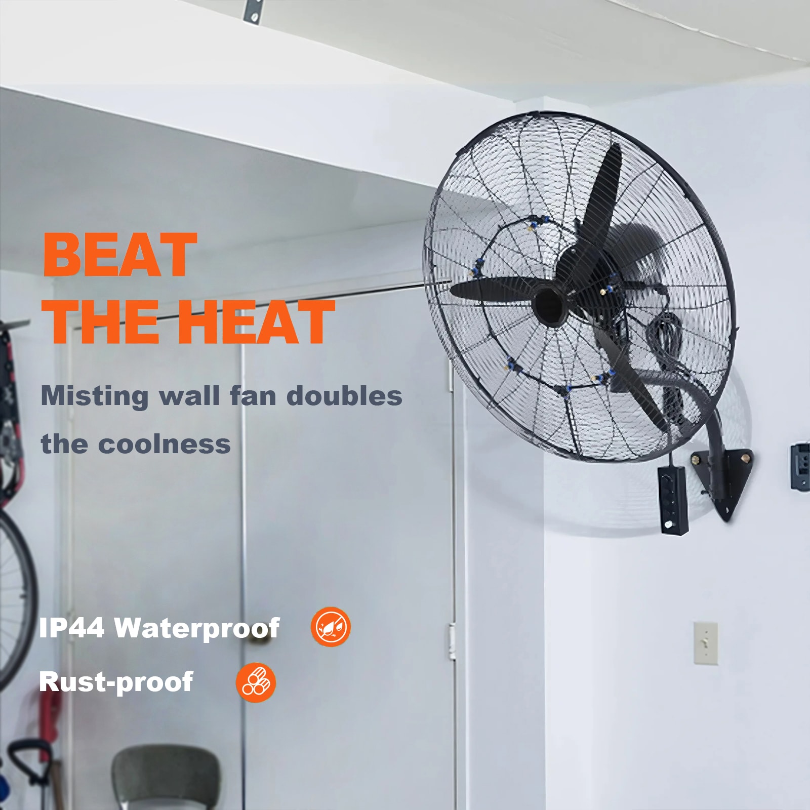 Wall Mount Misting Fan Industrial Oscillating High Velocity Black_voghion.com